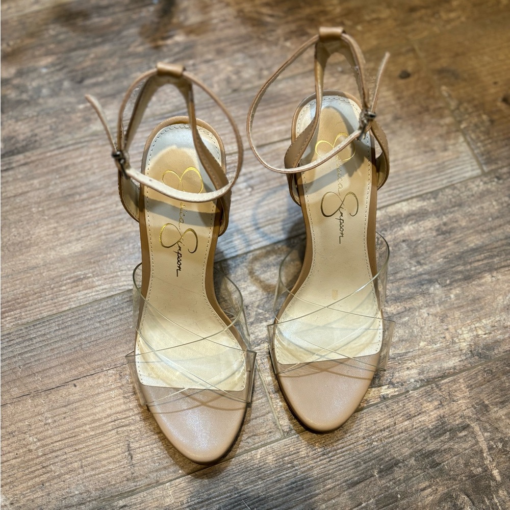 Jessica Simpson clear strap pumps